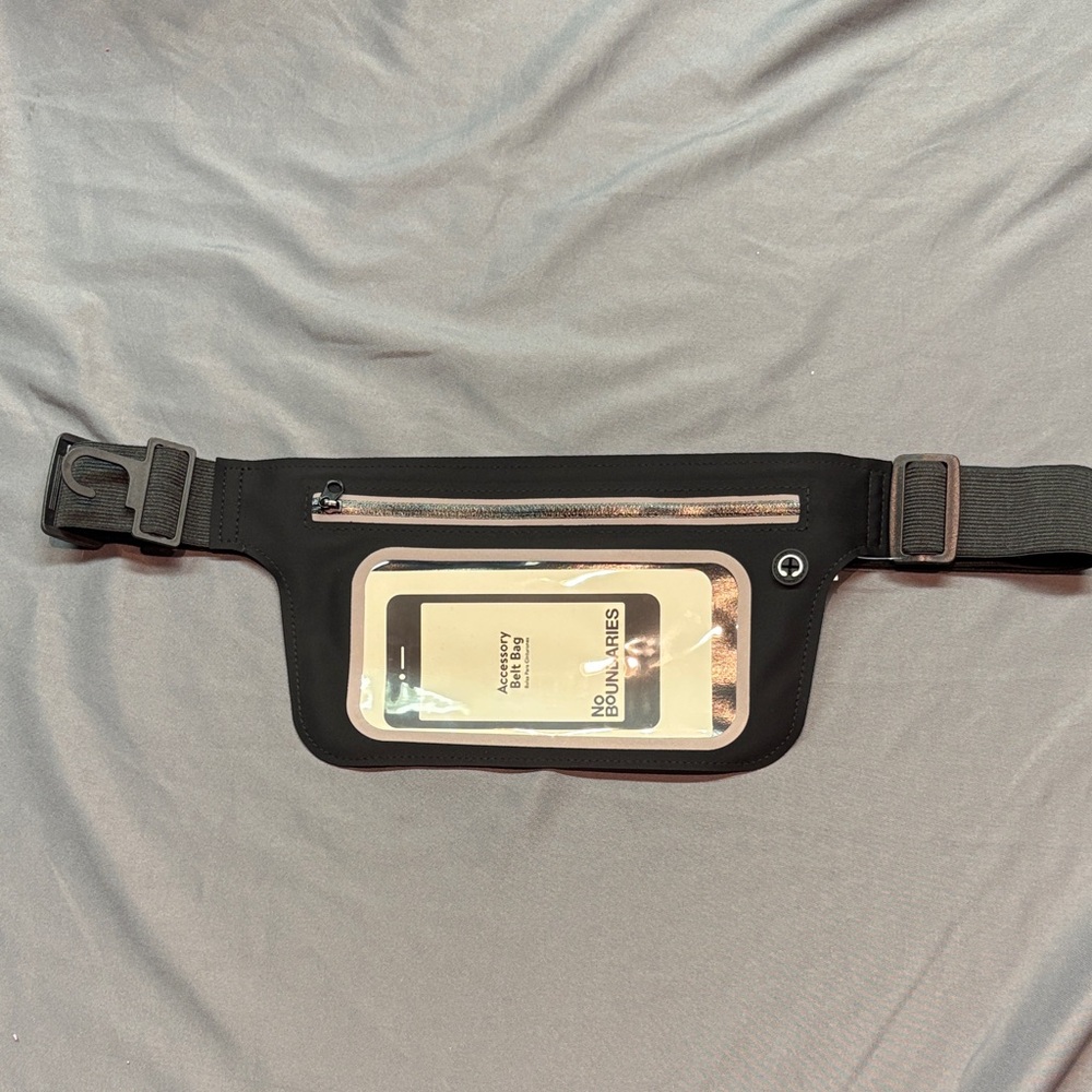 Black "No Boundaries" Accessory Belt Bag, Clear Touch-Screen Phone‎ Pocket NWT